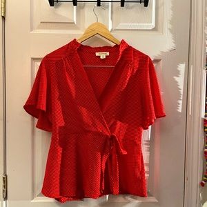 3 for $25 ❤️ Monteau Tops| Monteau Red Polka Dot Blouse size XL